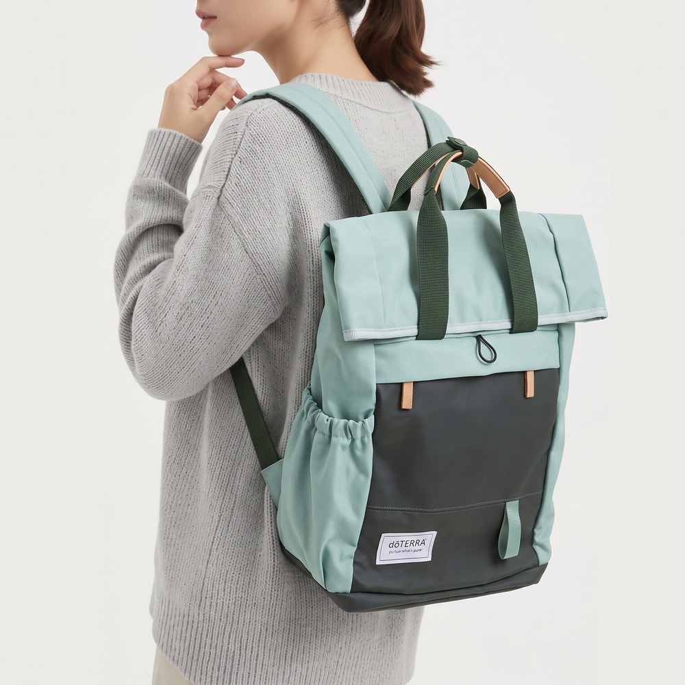doTerra Pursue What's Pure 2020 Convention Roll Top Backpack Mint Blue Travel